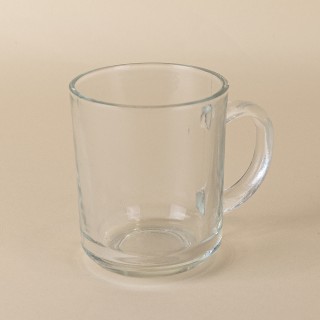 Taza de cristal con asa personalizada